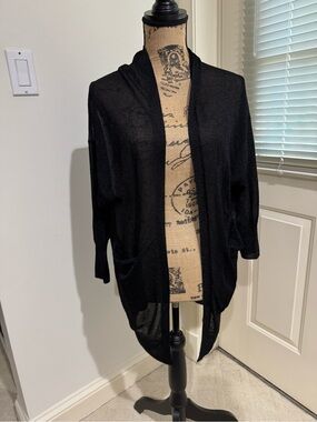 NWT Rope Black Open-Front Women’s Lightweight shimmery Cardigan Sweater